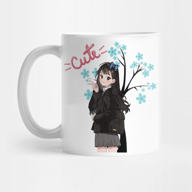 Cute black hair anime girl by Don’t Care Co